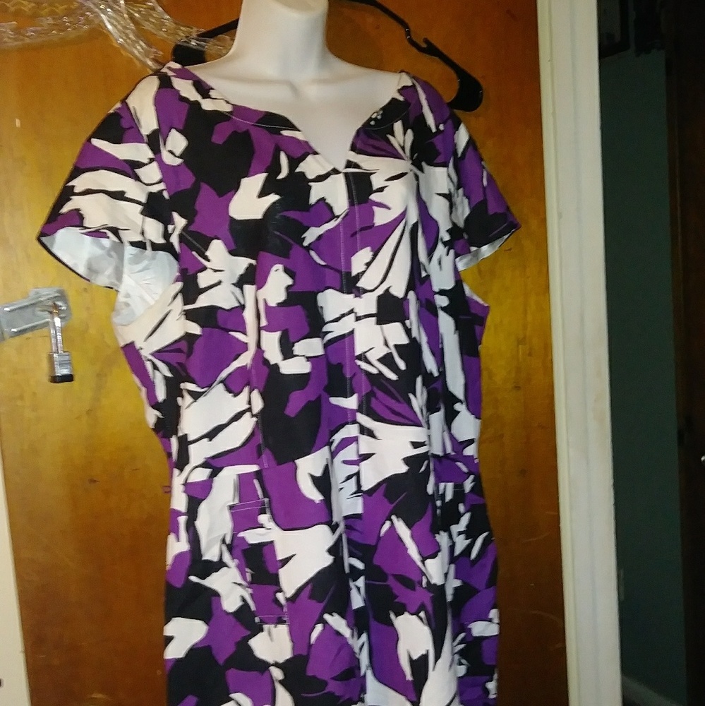 Purple & White Linen Dress